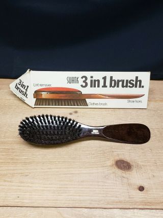 Vintage Swank 3 In 1 Brush - Lint Remover/clothes Brush/shoe Horn W/box,  W.  Ger