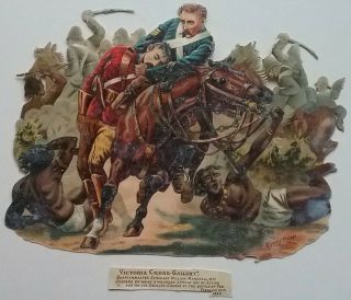 Large Antique Emboss Chromo Victorian Scrap.  Harry Paynes,  Battle Of Teb 1884