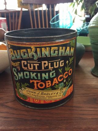 1920s Buckingham Cut Plug Smoking Tobacco Litho Tin,  Graphics
