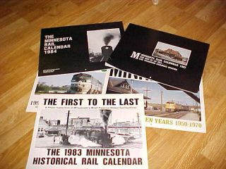 Five (5) Large Minnesota Rail Calendars 1983,  1984,  1987,  1990,  1993 Lovey Photos