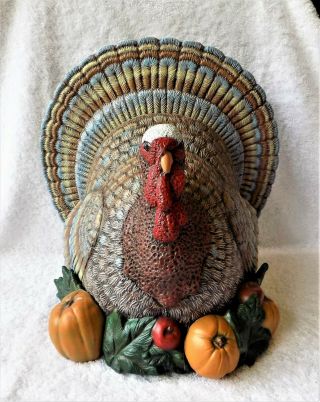 Vintage Lge Ceramic Turkey Figurine Table Top Decoration Farmhouse Rustic Colors