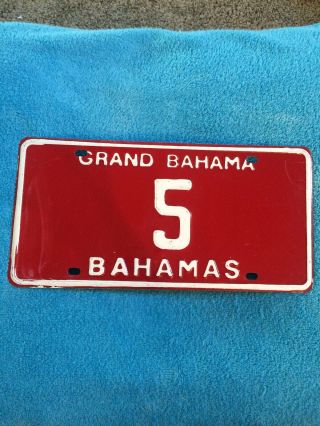Red Government Bahamas License Plate Grand Bahama 5 Rare Hard To Find 2010