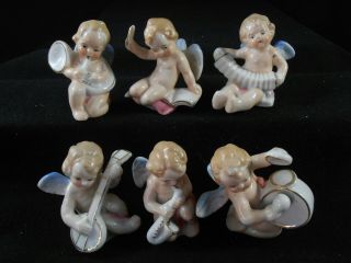 6 Antique 1940s Angel Putti Orchestra Made In Occupied Japan Christmas Cupid