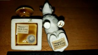 RCA Nipper Salt & Pepper Shakers w/ Tags & Stand HIS MASTER ' S VOICE READ 5
