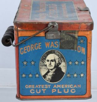 Early 20th C Antique GEORGE WASHINGTON CUT PLUG TOBACCO TIN BOX RJ REYNOLDS 3