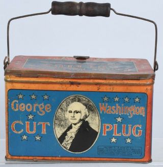 Early 20th C Antique GEORGE WASHINGTON CUT PLUG TOBACCO TIN BOX RJ REYNOLDS 4
