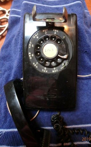 Vintage Black Western Electric Bell System Rotary Wall Telephone
