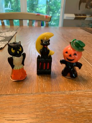 Vintage Gurley Halloween Candles Owl Black Cat Pumpkin Man