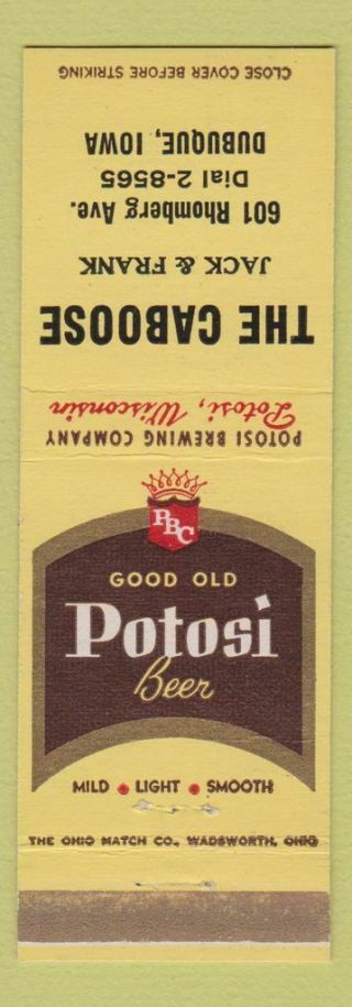 Matchbook Cover - Potosi Beer The Caboose Dubuque Ia