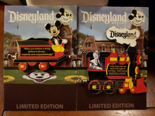 Disneyland Resort Ap Train Series 2 Pin Set Walt Disney & Mickey Le 3000