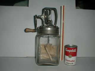 Vtg Dazey No 20 Butter Churn Hand Crank Mixer Clear Glass Jar St Louis Cookware