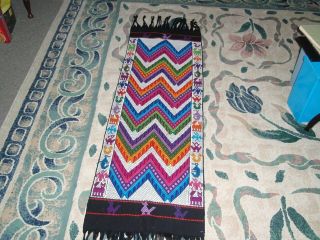 Vintage Native American Hand Made Wall Hanging Or Table Runner Great Colours