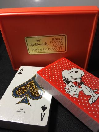 Vtg Hallmark Snoopy “playing For Peanuts” Bridge Playing Cards - 2 Set