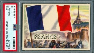 1956 Topps Flags Of The World 40 France Psa 8 (nm - Mt)