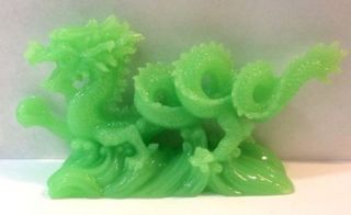 Jade Color Chinese Feng Shui Dragon Figurine Statue For Luck & Success 6 " Long