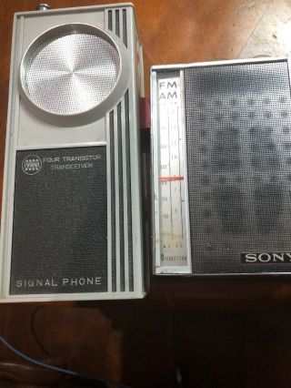Vintage Sony Transistor Pocket Radio Tfm - 825 & Ross Four Transistor Receiver