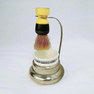 Vintage Shaving Mug And Solid Set Brush With Holder And Shaving Cup
