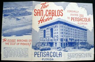2 Old Pensacola FL Brochures 1950s Hotel San Carlos,  1930s Pensacola Beach 2