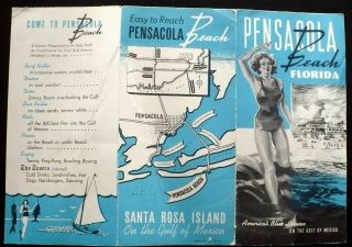 2 Old Pensacola FL Brochures 1950s Hotel San Carlos,  1930s Pensacola Beach 5