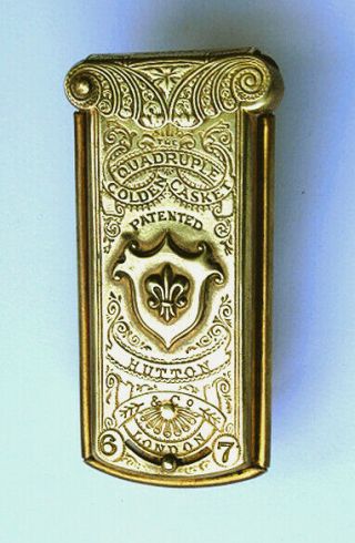 " Hutton " Of London The Quadruple Golden Casket Needle Case / Needlecase