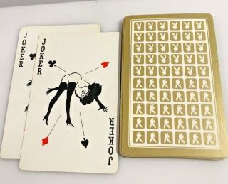 Vintage Black & Gold PLAYBOY Playing Cards,  2 - Complete Decks w/ Jokers,  1970 ' s 3