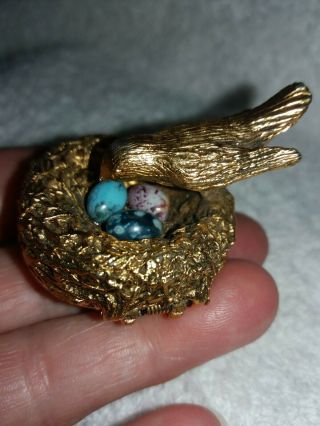 Vintage Max Factor Bird On A Nest With 3 Eggs Opens And Creme Perfume Inside