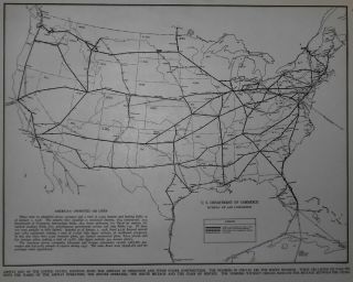 Vintage Airlines 1939 Airway Map Of Us 22 American Operators World War Wwii L@@k