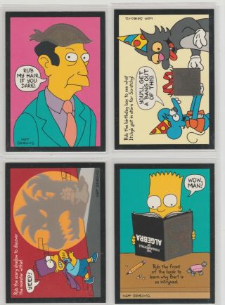 The Simpsons Series 2 Ii Disappearing Ink Set Of 4 Cards.  Rare Skybox 1994