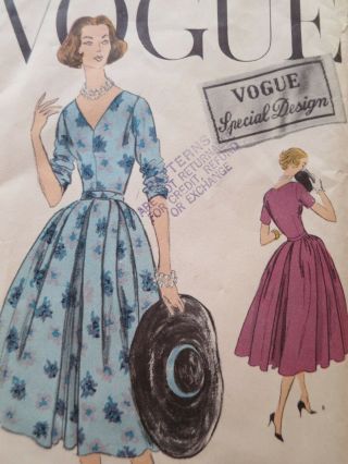 Vogue Special Design S 4749 Vintage Sewing Dress Pattern Sz 18 Bust 38 50s 1950s