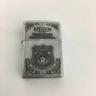 Vintage Old Zippo Petrol Lighter Us Police Bradford J 11 Made In Usa