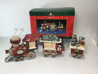 Kurt S.  Adler Train Set Santa’s World Snowtown Village Building Figurines Euc