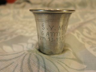 Antique Sterling Silver Kiddush Cup Dated 1929 Judaic 2in Tall 21.  5g