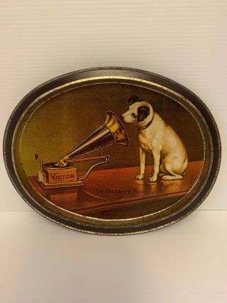 Rca Victor " His Masters Voice " Nipper Fabcraft Tin Serving Tray 14.  5”x11.  5”