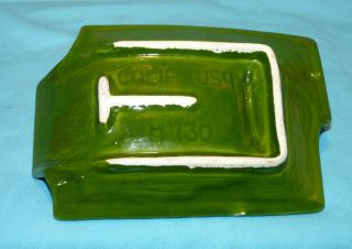California Pottery M730 Mid - Century Modern Green Glaze Ashtray Rare 4