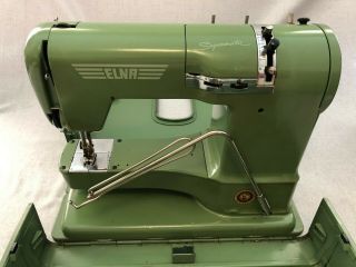 Vintage Swiss Elna Supermatic 722010 Sewing Machine Green Switzerland