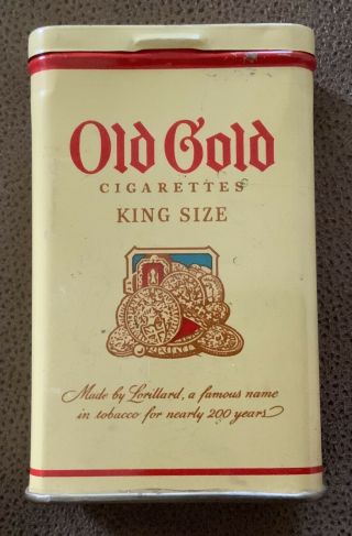 Vintage Old Gold King Size Cigarette Tin W/striker On Bottom