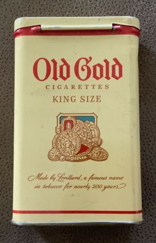 Vintage Old Gold King Size Cigarette Tin W/Striker On Bottom 2