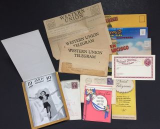 Vintage Western Union Telegrams,  1939 - 40 Cards,  Souvenir Booklets And Some Odds