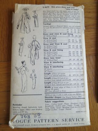 Vogue Special design S 4679 Vintage sewing dress pattern 14 Bust 32 50s 1950s 4