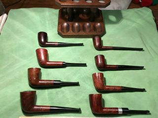 8 Assorted Dublin Pipes And A Rack (rogers,  Dr.  Plumb,  Etc. )