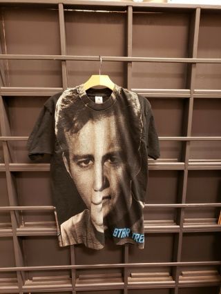 VTG STAR TREK 90s William Shatner Captain Kirk All Over Print Shirt 2 L vintage 2
