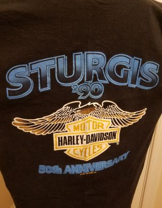 Vintage 1990 Harley Davidson Sturgis 50th Anniversary T Shirt Holoubek Medium