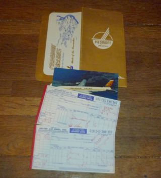 Piedmont Airlines Envelope Continental United Tickets 1962 Vintage