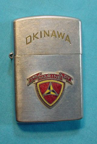 Vintage Us Marine Corps 3rd Division Okinawa Penguin Lighter Usmc