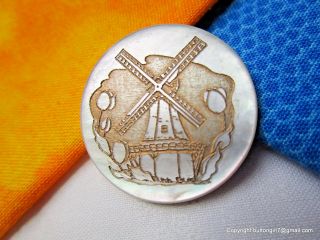 5473 – Laser - Engraved And Gilded Shell Windmill Button,  Kay ‘97