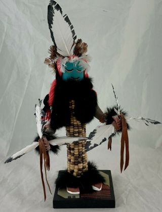 Hopi Corn Kachina Doll Figurine W/ Mask/helmet By Cindy Kachada Native Indian