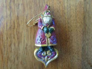 Vintage Christmas Santa Claus Ornament Signed Pam Schifferl 3 In.  Great Face