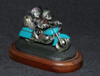 Disney 1994 Chilmark Pewter Statue Mickey Motorcycle Head Out On The Highway
