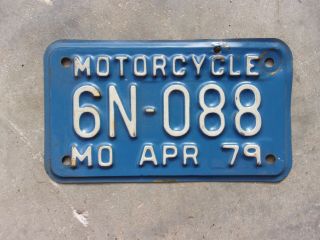 Missouri 1979 Motorcycle License Plate 6n - 088