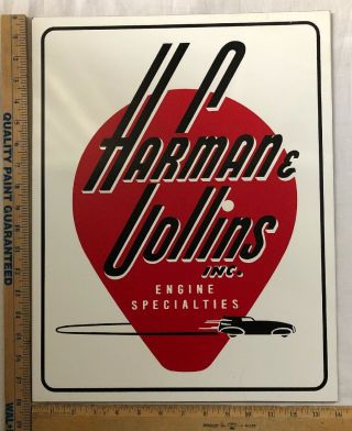 Harman & Collins Engine Specialties Vintage Hot Rod Drag Racing 14x18 Sign Nhra